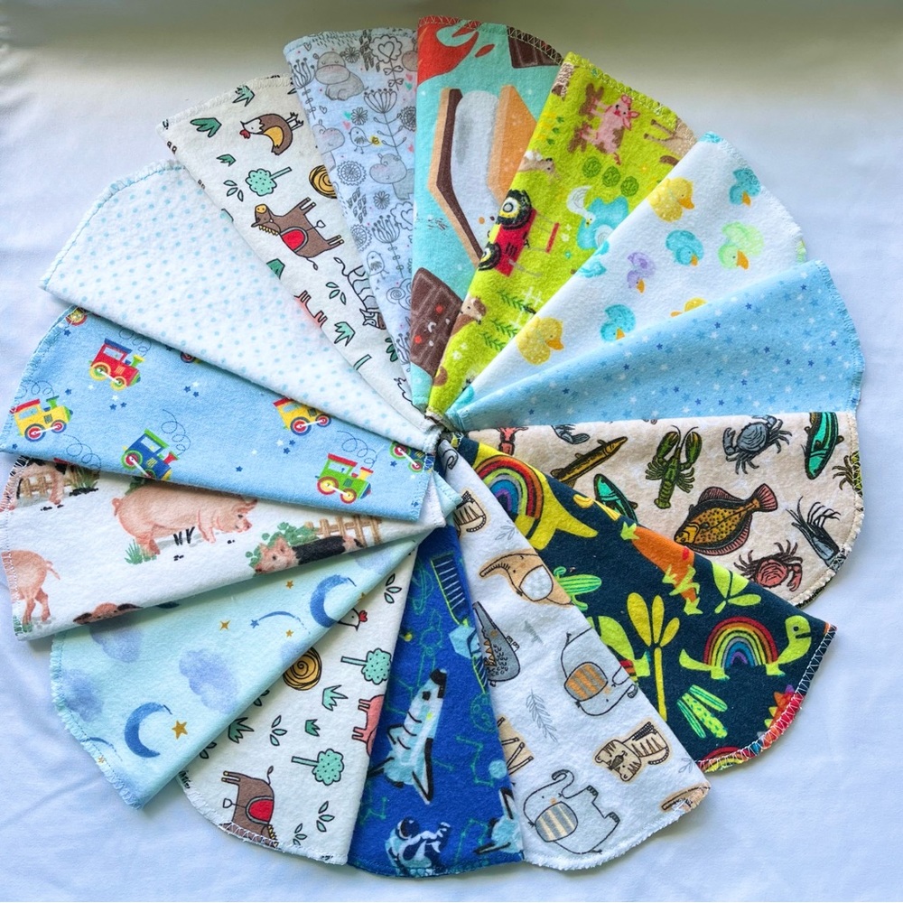 Reusable Cloth Wipes, Napkins, Towels, etc. Set of 12! Boyish Style!